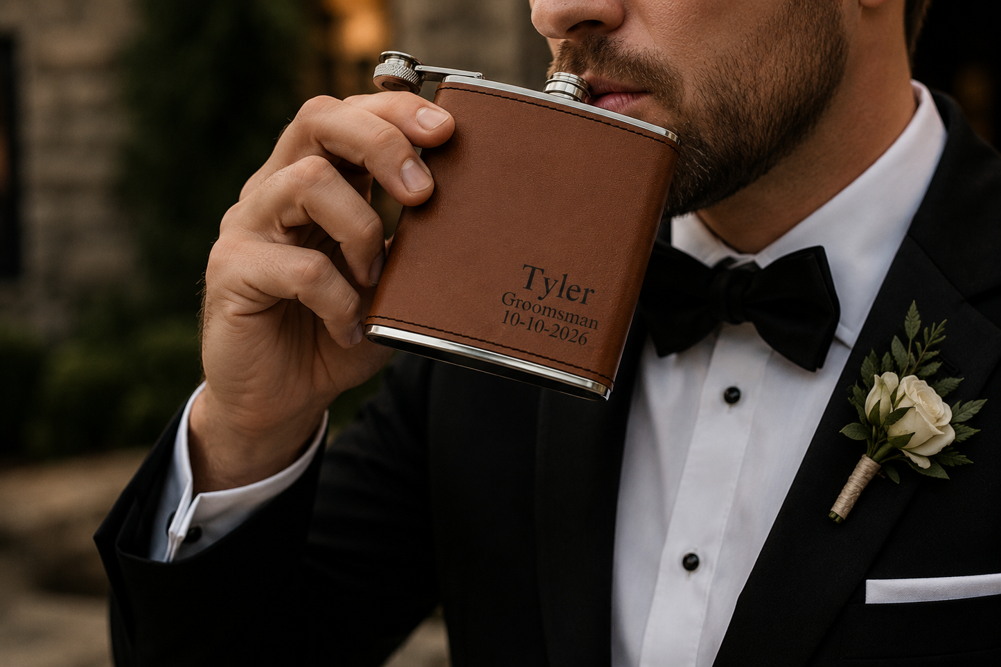 Personalized Leather Flask