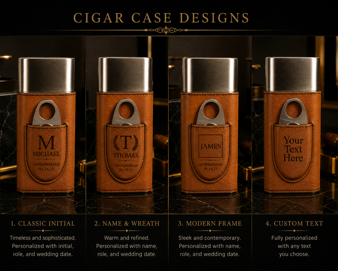 Personalized Cigar Case with Cutter