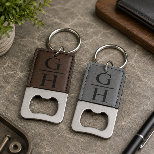 Personalized Leather bottle opener Keychain