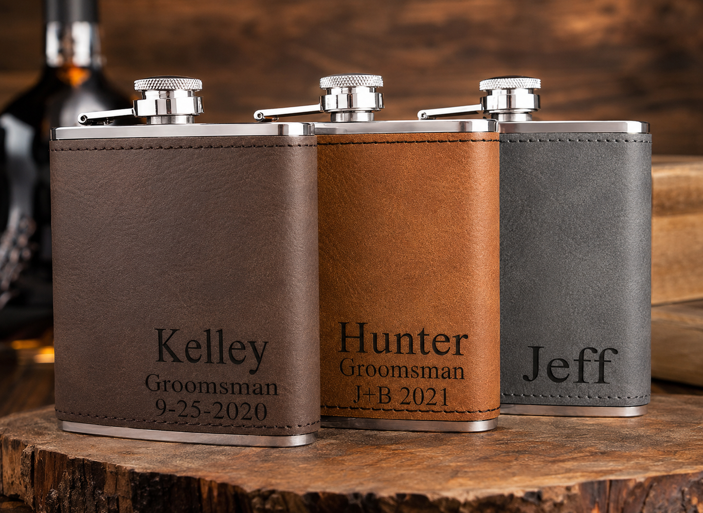 Personalized Leather Flask