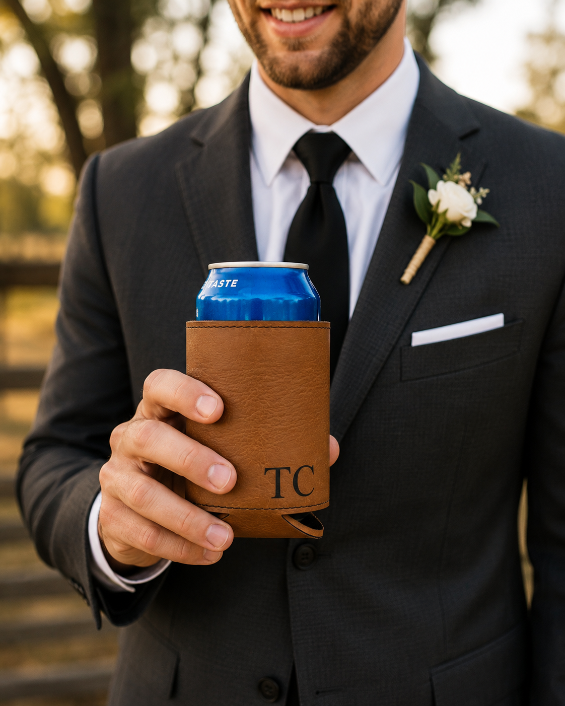 Groomsman Leather Drink Holder