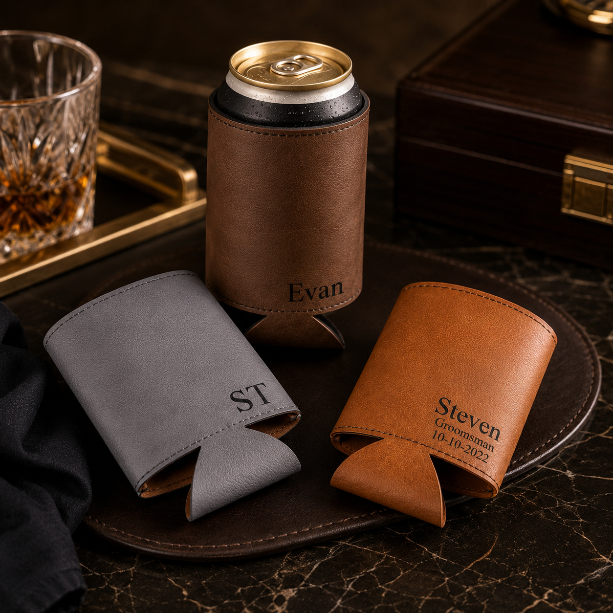 Groomsman Leather Drink Holder