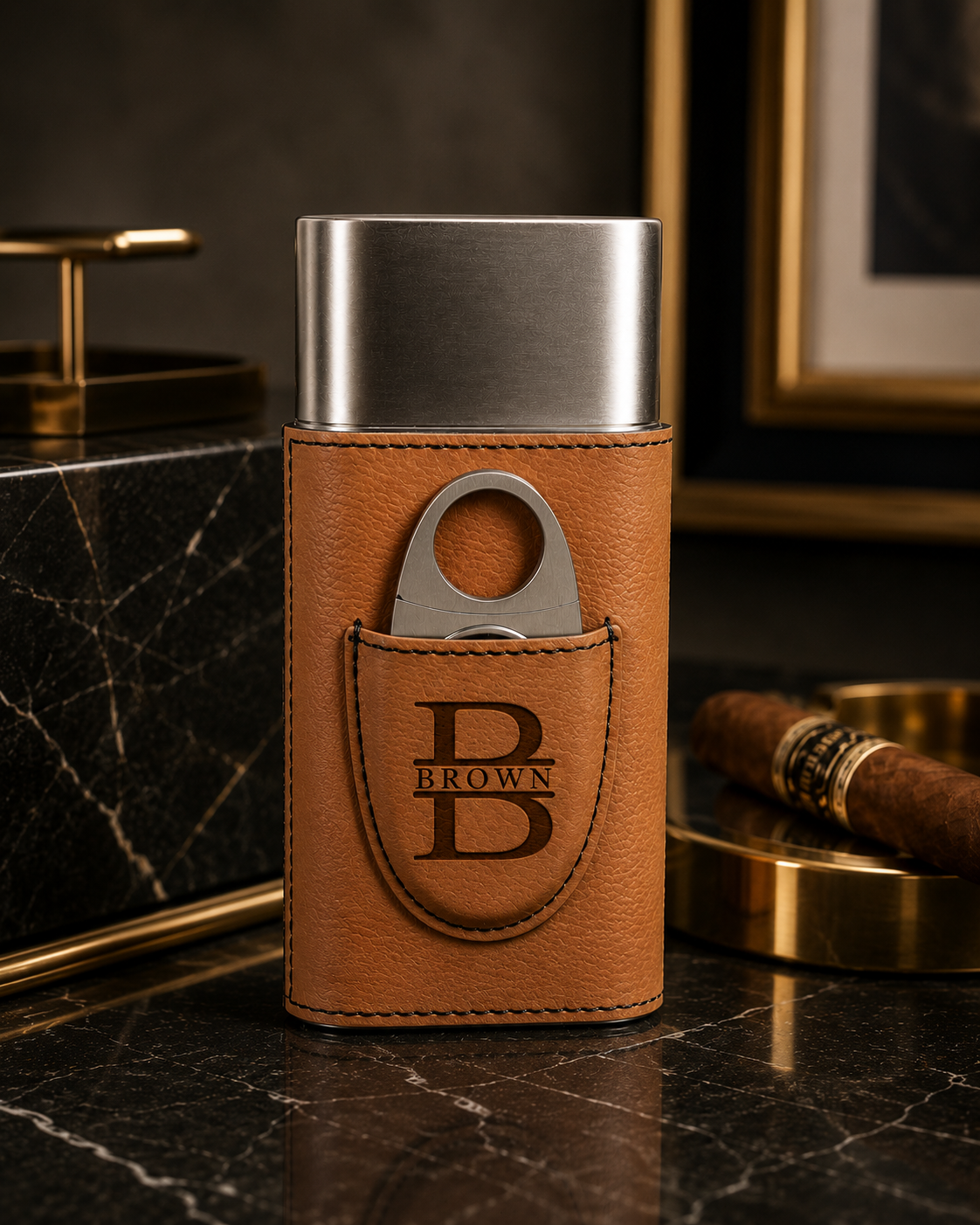 Personalized Cigar Case with Cutter