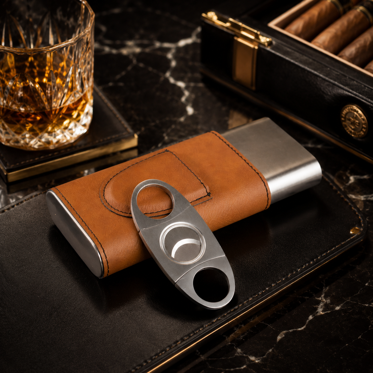 Personalized Cigar Case with Cutter